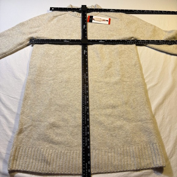 Dalia Knit Sweater Dress Oatmeal Neutral Long Sleeve Mock Neck M - Picture 5 of 6